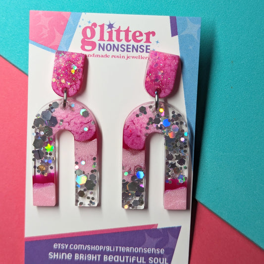 Magnetic Moment Glitter Statement Earrings