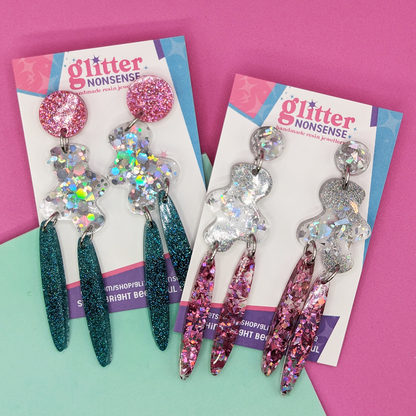 Handmade glitter nonsense statement earrings